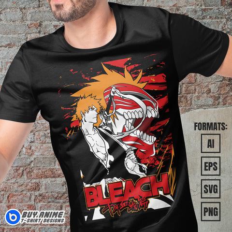 Premium Ichigo Kurosaki Bleach Anime Vector T-shirt Design Template #11