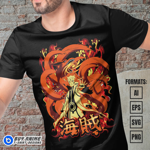 Premium Naruto Baryon Mode Anime Vector T-shirt Design Template #3