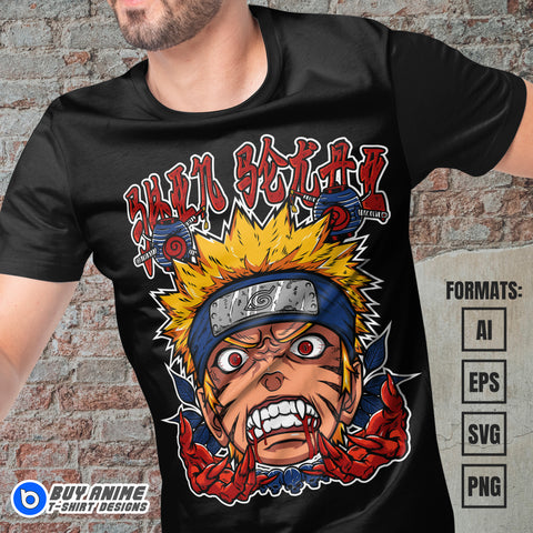 Premium Naruto Uzumaki Anime Vector T-shirt Design Template #4