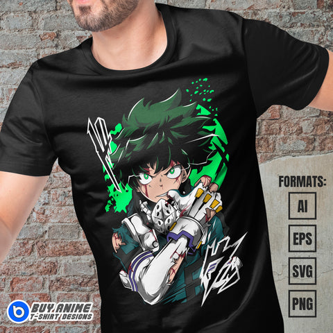 Premium Midoriya Izuku My Hero Academia Anime Vector T-shirt Design Template #7