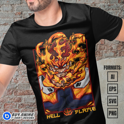 Premium Hell Flame My Hero Academia Anime Vector T-shirt Design Template
