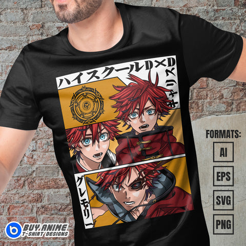 Premium Garith Gremory High School DxD Anime Vector T-shirt Design Template