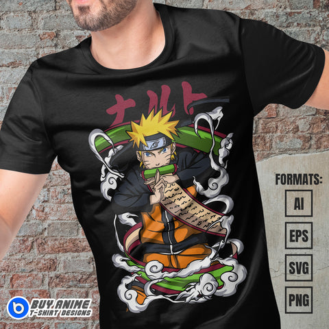 Premium Naruto Uzumaki Anime Vector T-shirt Design Template #5