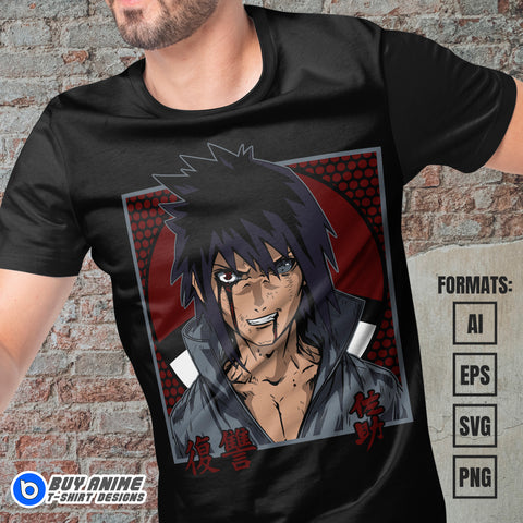 Premium Sasuke Uchiha Naruto Anime Vector T-shirt Design Template #4