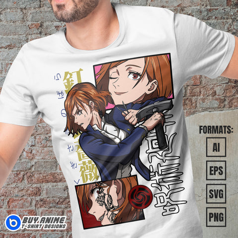 Premium Nobara Jujutsu Kaisen Anime Vector T-shirt Design Template #2