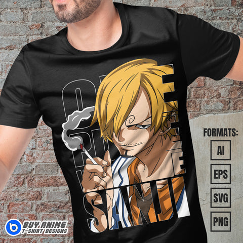 Premium Sanji One Piece Anime Vector T-shirt Design Template #6