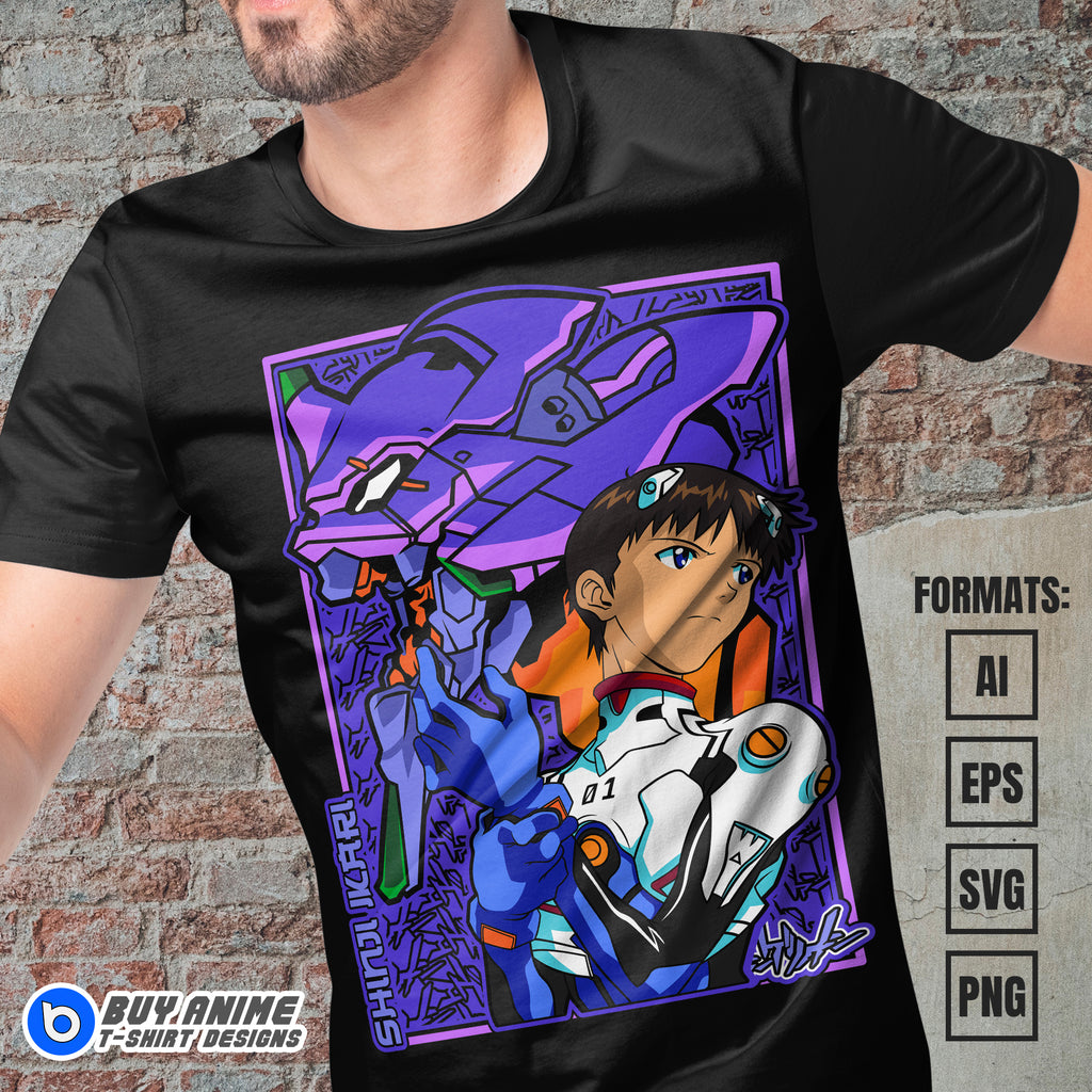 Premium Shinji Ikari Neon Genesis Evangelion Anime Vector T-shirt Design Template