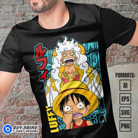 Premium Luffy One Piece Anime Vector T-shirt Design Template #13