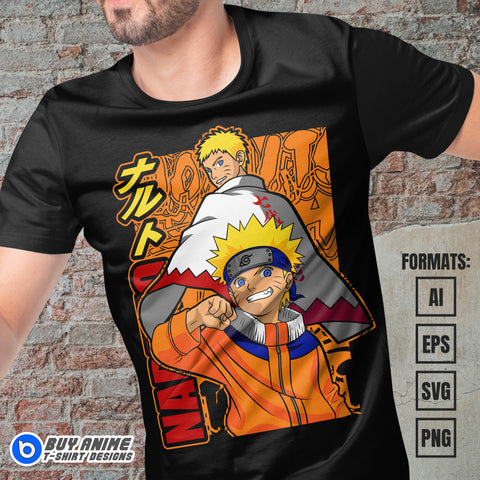 Premium Naruto Uzumaki Anime Vector T-shirt Design Template #6