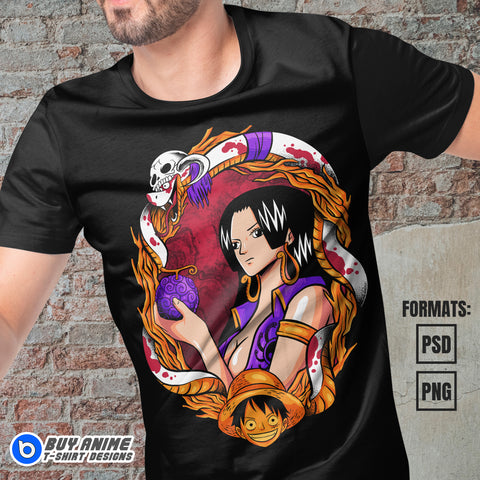 Premium Boa Hancock One Piece Anime Vector T-shirt Design Template #4