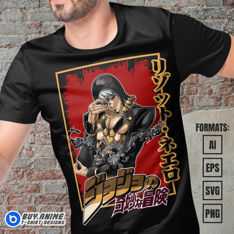 Premium Risotto Nero Jojo's Bizarre Adventure Anime Vector T-shirt Design Template