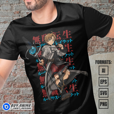 Premium Rudeus Greyrat Mushoku Tensei Anime Vector T-shirt Design Template
