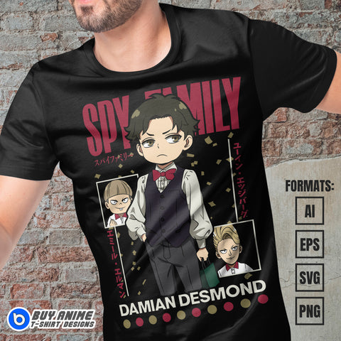 Premium Damian Desmond Spy x Family Anime Vector T-shirt Design Template