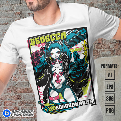 Premium Rebecca Cyberpunk Edgerunners Vector T-shirt Design Template