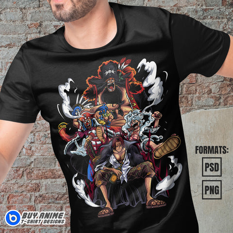 Premium One Piece Four Emperors Anime Vector T-shirt Design Template #2