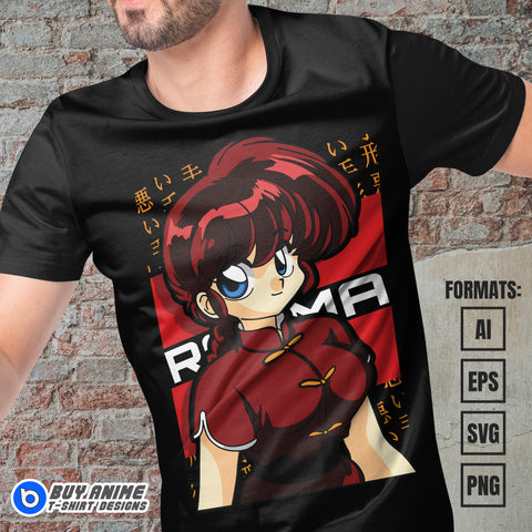 Premium Ranma 1/2 Anime Vector T-shirt Design Template #2