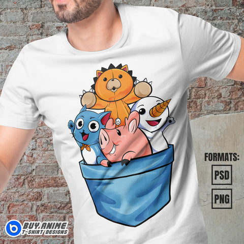 Premium Anime Pets Vector T-shirt Design Template #2