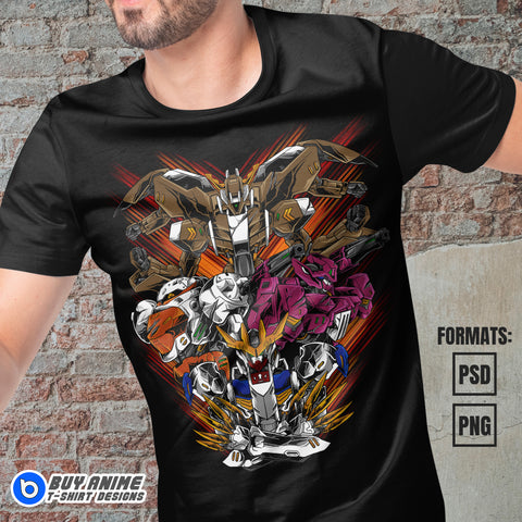 Premium Gundam Anime Vector T-shirt Design Template #8