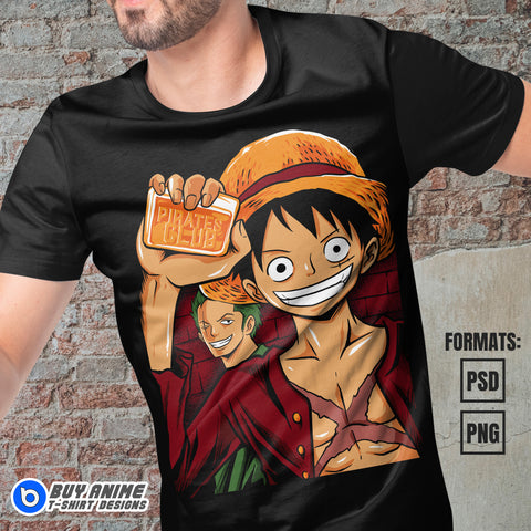 Premium One Piece Anime Vector T-shirt Design Template #18