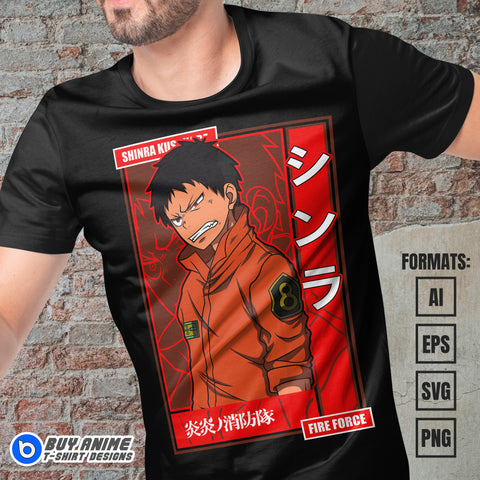 Premium Shinra Kusakabe Fire Force Anime Vector T-shirt Design Template