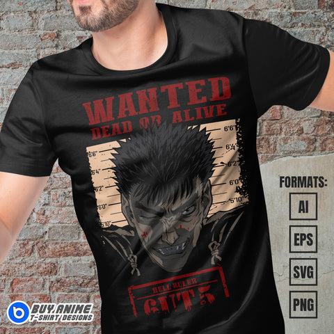 Premium Berserk Anime Vector T-shirt Design Template #6