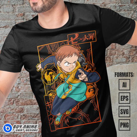 Premium King The Seven Deadly Sins Anime Vector T-shirt Design Template #2