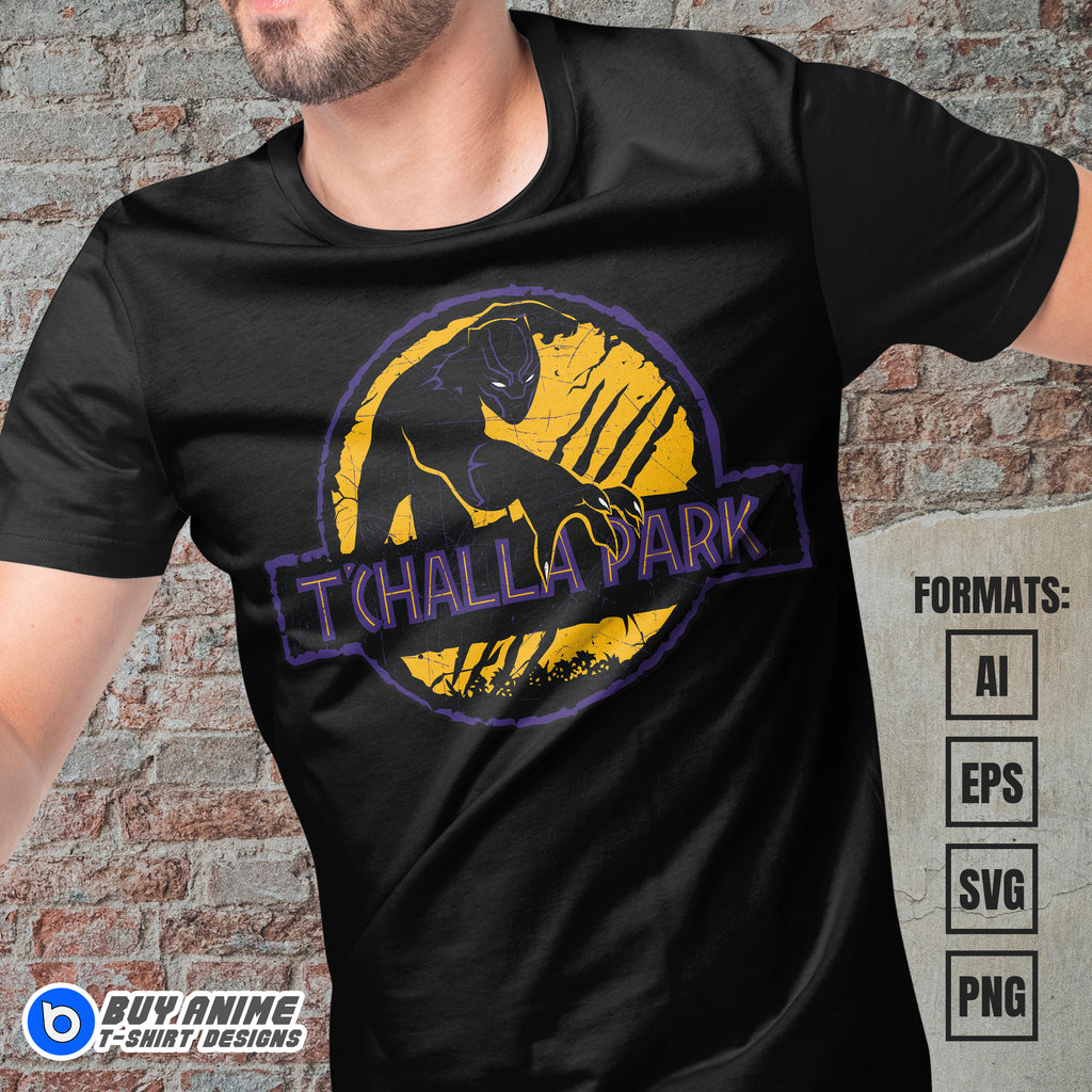 Premium T'Challa Park Black Panther Vector T-shirt Design Template