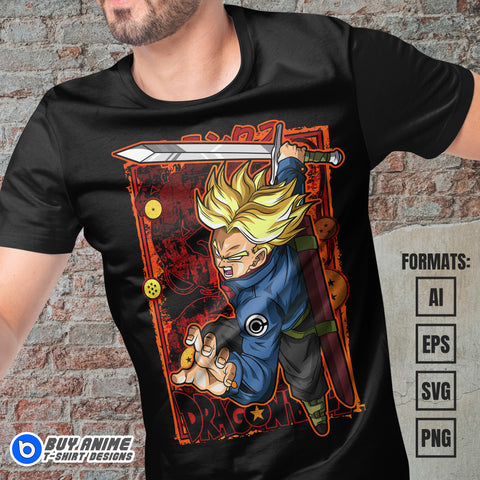 Premium Future Trunks Dragon Ball Z Anime Vector T-shirt Design Template