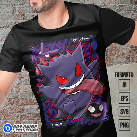 Premium Gengar Pokemon Anime Vector T-shirt Design Template #2