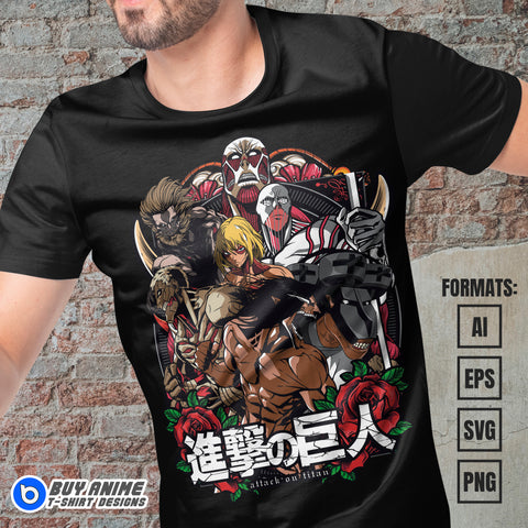 Premium Attack on Titan Anime Vector T-shirt Design Template #13