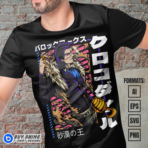 Premium Crocodile One Piece Anime Vector T-shirt Design Template #2