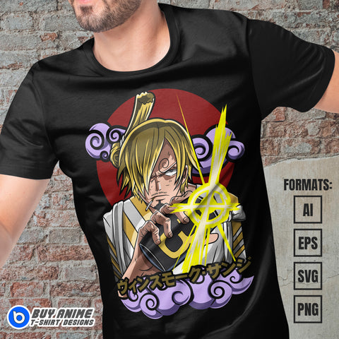 Premium Sanji One Piece Anime Vector T-shirt Design Template #7
