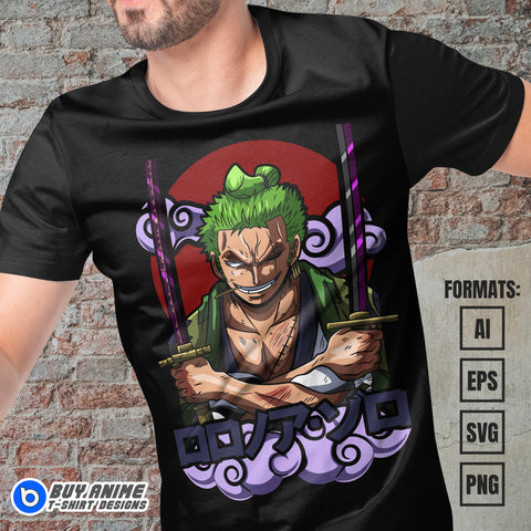 Premium Roronoa Zoro One Piece Vector T-shirt Design Template #17