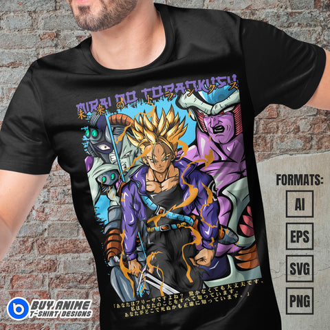 Premium Future Trunks Dragon Ball Z Anime Vector T-shirt Design Template #2