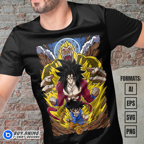 Premium Goku Super Saiyan 4 Dragon Ball Anime Vector T-shirt Design Template #3