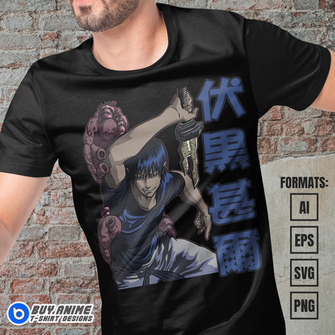 Premium Toji Fushiguro Jujutsu Kaisen Anime Vector T-shirt Design Template