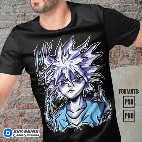 Premium Killua Hunter x Hunter Anime Vector T-shirt Design Template #6