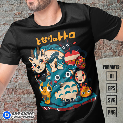 Premium Studio Ghibli Anime Vector T-shirt Design Template