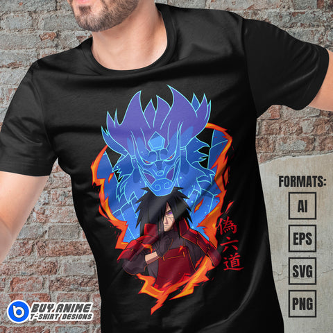 Premium Madara Uchiha Naruto Anime Vector T-shirt Design Template