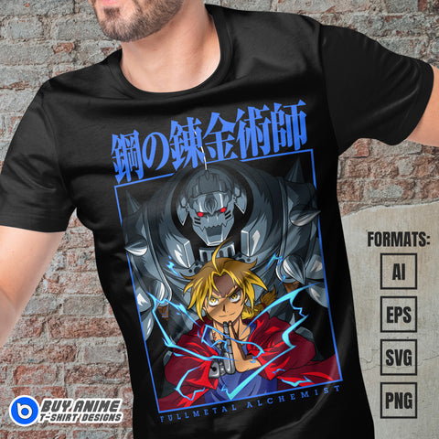 Premium Fullmetal Alchemist Anime Vector T-shirt Design Template #3