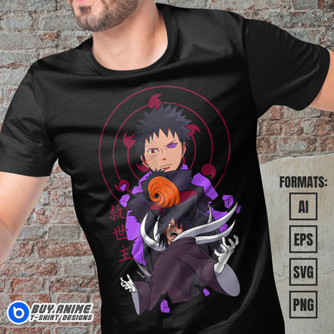  Premium Obito Uchiha Naruto Anime Vector T-shirt Design Template #3