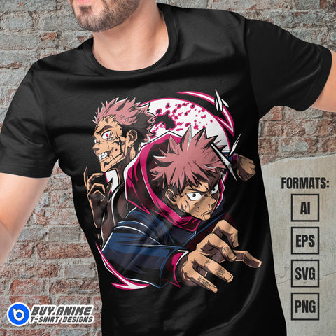 Premium Sukuna Jujutsu Kaisen Anime Vector T-shirt Design Template #5