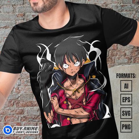 Premium Luffy One Piece Anime Vector T-shirt Design Template #14