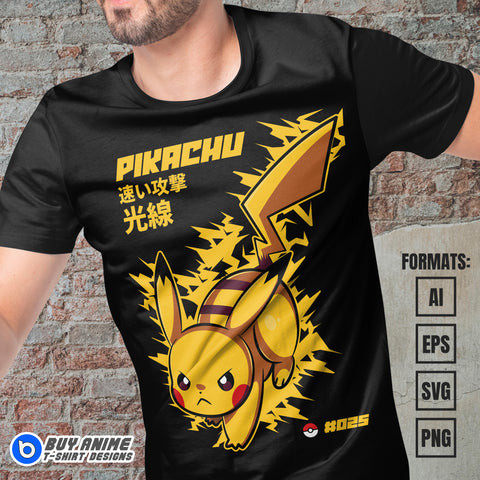 Premium Pikachu Pokemon Anime Vector T-shirt Design Template #4