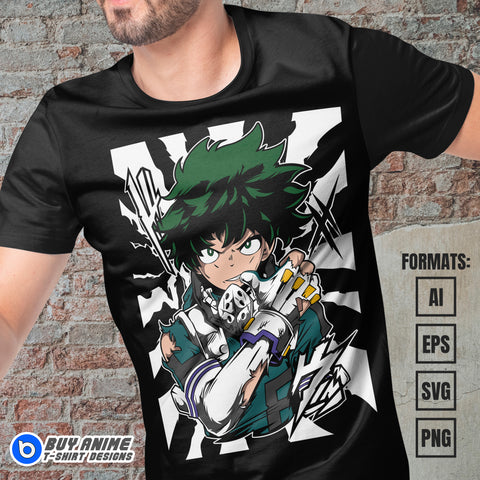 Premium Midoriya Izuku My Hero Academia Anime Vector T-shirt Design Template #9
