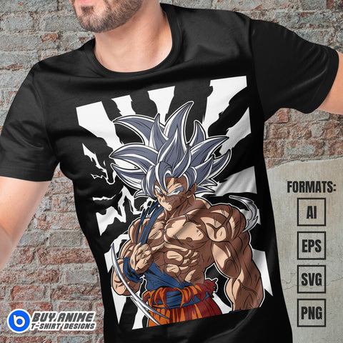 Premium Goku Ultra Instinct Dragon Ball Anime Vector T-shirt Design Template #5