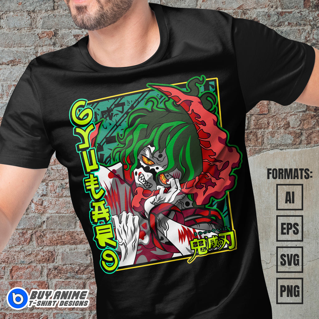 Premium Gyutaro Demon Slayer Anime Vector T-shirt Design Template