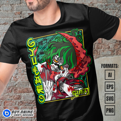 Premium Gyutaro Demon Slayer Anime Vector T-shirt Design Template