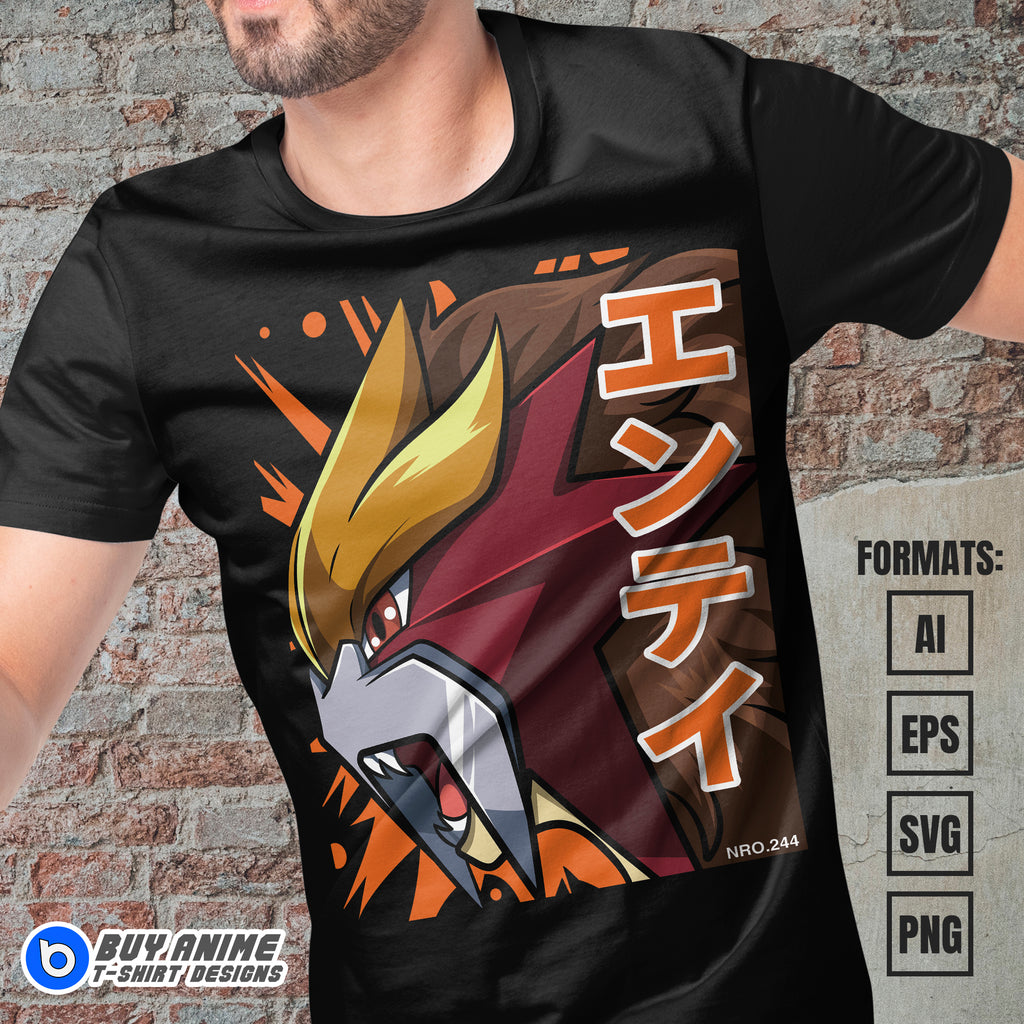 Premium Entei Pokemon Anime Vector T-shirt Design Template