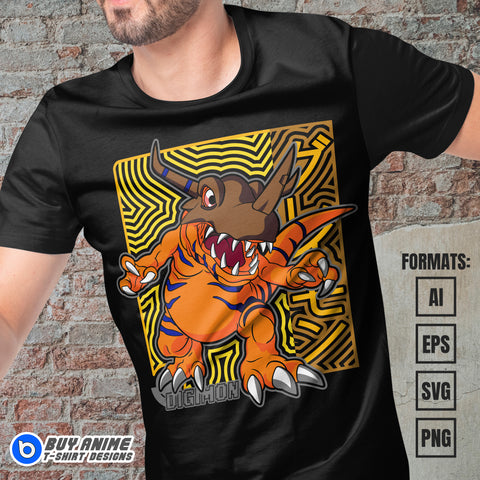 Premium Greymon Digimon Anime Vector T-shirt Design Template #2